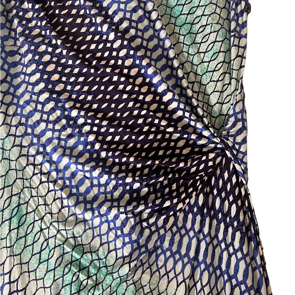 Nic + Zoe Blue Print Sleeveless Rouched Mini Dress Size MP - Picture 2 of 5